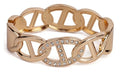 SPUNKYsoul Chain Link Buckle With Rhinestones Cuff Bracelet in Gold, Silver Rose Gold and Gun Metal for Women - style: Gold Oval with Line and Rhinestones