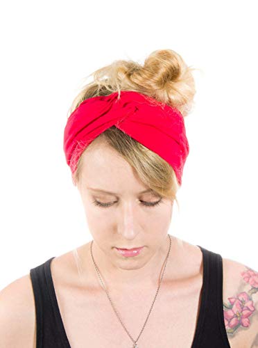 Twist Headband Extra Wide Scrunch Turban (Red) - color: Red