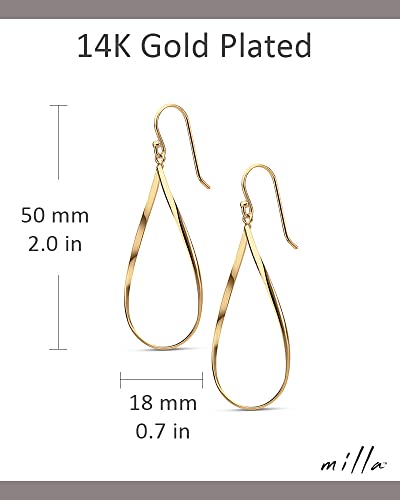 MILLA Teardrop Earrings - Designer Silver Statement Earrings or Gold Dangle Earrings for Women Trendy Upscale Dangly Earrings - color: Teardrop / 14K Gold Plated