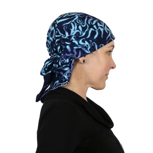 Hats Scarves & More Chemo Scarf Head Scarves for Women Cancer Headwear Headscarf Head Coverings 28 Inch Square Batik - color: Calypso Blues