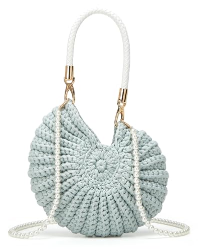Jusavie Bohemia Crochet Handwoven Seashell Bag Women Summer Beach Bag Boho Evening Clutch Purses Shoulder Crossbody Bags 2026 - color: Green