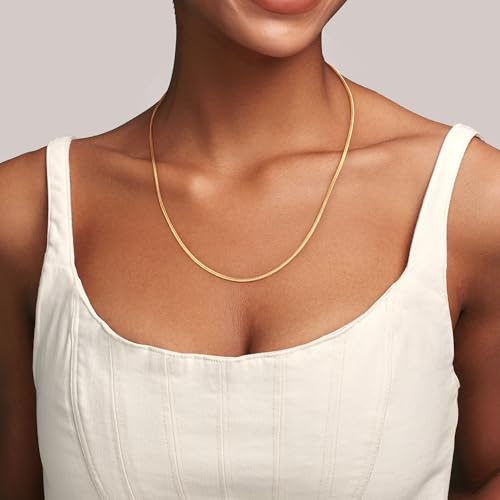 Jewlpire 1.5mm 2mm 2.5mm Snake Chain 18k Gold Plated 925 Sterling Silver Chain Necklace for Women, Smooth Sturdy Hypoallergenic, 16 18 20 22 24 Inch - color: 2.0mm-18K Gold Plated, size: 16 Inches (Women's Choker Length)