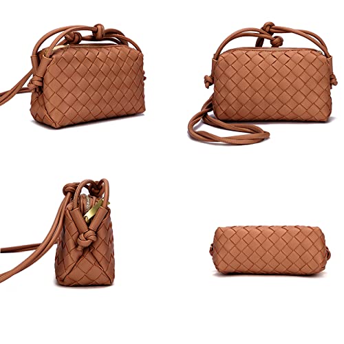 ZEDIUH Woven Bag for Women Crossbody Shoulderbag, Small Vegan Leather Purse - color: Brown