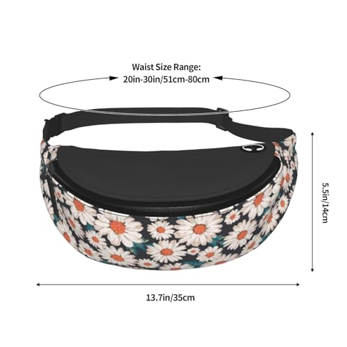 daisy beautiful flower wild garden Fashion casual fanny pack waist bag men women adjustable belt waist bag for travel hiking cycling running festival carnival - color: Black28
