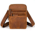 Leather Messenger Bag for Men, Small Leather Sling Shoulder Bag Messenger Pack for Men, Man Purse - color: Yellowish Brown