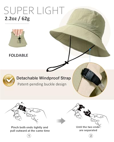 Water-Resistant Bucket Hat for Women Men Rain Hat UPF 50+ Boonie Sun Hat Foldable Summer Floppy Fishing Safari Hats - color: Light Green