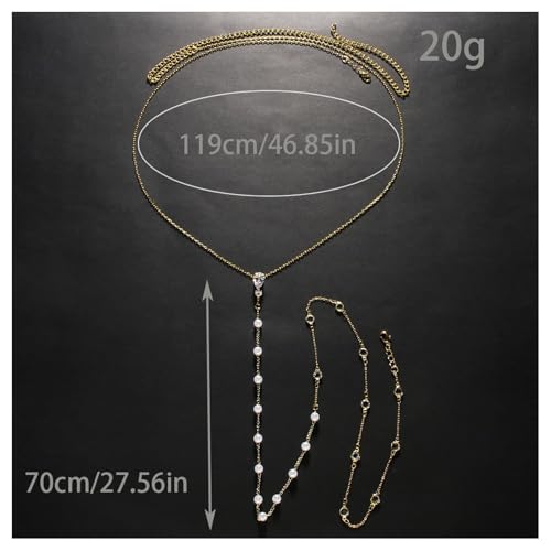 Bride Backless Rhinestone Waterdrop Body Chain Belly Waist Necklace - color: Gold