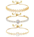 Tennis Bracelet for Women Cubic Zirconia Bracelets Adjustable Slider Bracelets - color: Gold 02
