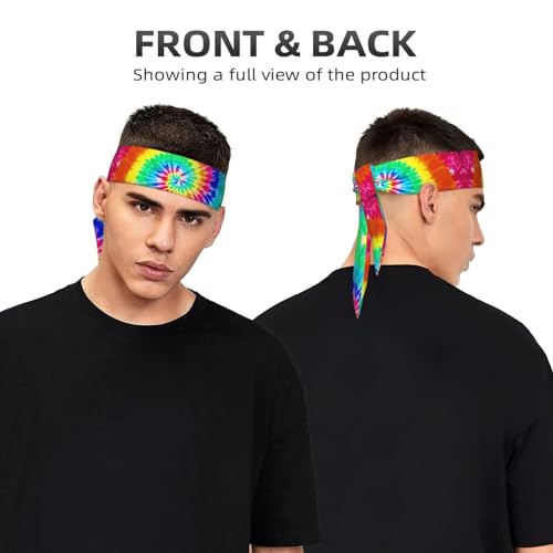 Sports Head Tie Westie Dogs Beach Summer Tropical Tie Sweatband Headband Men Women Elastic Bandana Adjustable Non-Slip Moisture Wicking for Running Football Yoga Workout Athletic Hair Ninja Head Band - color: Colorful Tie Dye