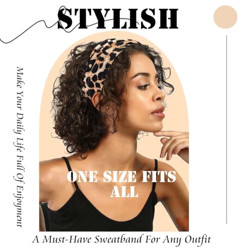 Boho Headbands For Women Wide Head Bands Fashion Leopard Turban Headband Knotted Head Wraps Non Slip Sweatbands Workout Bandanas Hairbands Elastic Hair Scarf Cotton Accessories For Teen Girls - color: Style 87