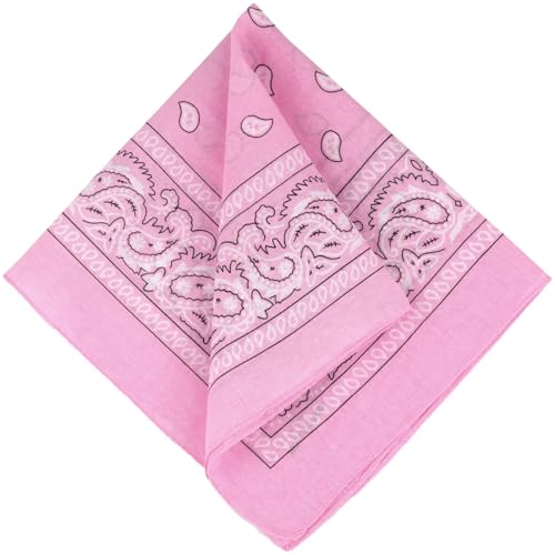 6 Pack Pure Cotton Bandana, Multi-Purpose Square Handkerchief, Face Mask headband for Men and Women - color: Pink