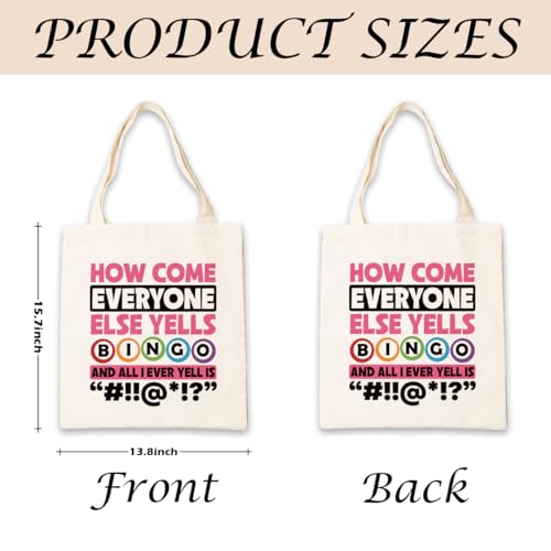 Canvas Tote Bag Aesthetic for Women,Reusable Canvas Cute Shoulder Bag for Grocery, Shopping, Beach & Daily Use - color: Bingo Player