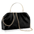 ERKOON Clutch Purse for Women Elegant Pleated Evening Bag Crossbody Shoulder Handbag Envelope Bag with 2 Detachable Chain - color: Black