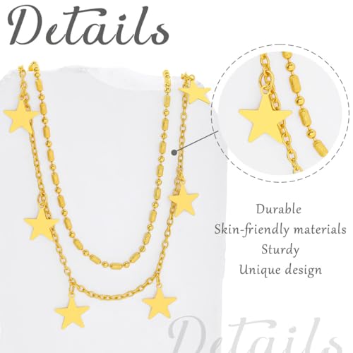 ELABEST Layered Gold Belly Chain 14K Plated Waist Chian Adjustable Sexy Waist Jewelry for Women - size: L(37inch+9.8inch), style: C