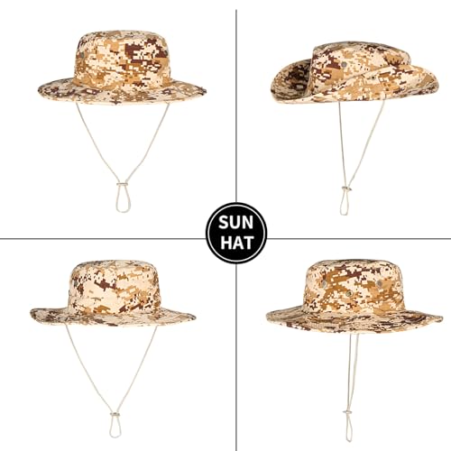 Sun Hats for Men Women Boonie Hat Foldable Fishing Hat UPF 50+ Bucket Hat for Fishing Hiking Garden Safari Beach - color: 1pack-beige1 Digital