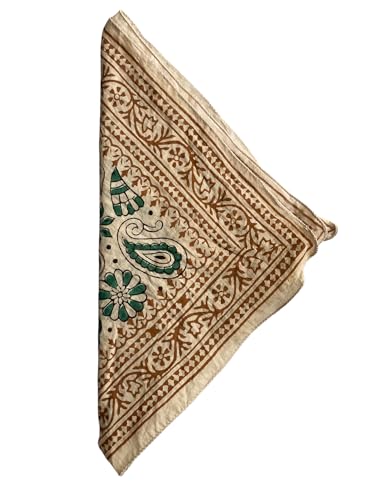 Green Paisley Bandana | Handblock Printed Cotton Bandana for Men & Women | Paisley Motif | Traditional Indian Print | Soft & Breathable Neck Scarf