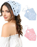 AWAYTR Crochet Head Scarf Hair Bandanas Women Knit Bandana Headband Scarf Tie-Back Head Coverings Floral Headscarf - color: Solid Color - Pink + Blue