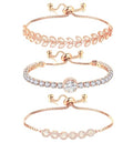 Tennis Bracelet for Women Cubic Zirconia Bracelets Adjustable Slider Bracelets - color: Rose Gold
