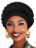 Woeoe Women African Turbans Pre-Tied Twisted Grey Hat Rhinestone Stretchy Head Wrap for Church Party - color: Black