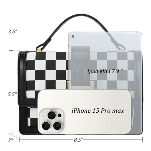 KKXIU Crossbody Bags for Women - Top Handle Purses for Lady, Leather Handbags Shoulder Clutch with Adjustable Shoulder Strap - color: Blackwhite