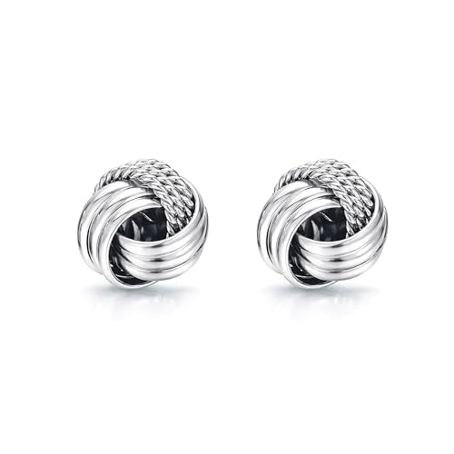 LeCalla 925 Sterling Silver Knot Stud Earrings Jewelry | Italian Design Love Knot Stud Earring | Celtic Knot Stud Earrings for Women - color: Silver Love_Knot