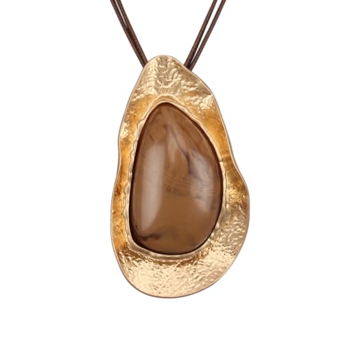 JAOYU Boho Necklace for Women Large Pendant Necklace Boho Long Choker Leather Gold Necklace Vintage Earthy Jewelry Trendy - style: Bohemian Long Necklace