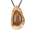 JAOYU Boho Necklace for Women Large Pendant Necklace Boho Long Choker Leather Gold Necklace Vintage Earthy Jewelry Trendy - style: Bohemian Long Necklace