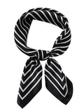 100% Mulberry Silk Neck Scarf 21''x21'' Small Square Hair Scarf for Women Men Lightweight Bandana Envelope Package - color: Classic Stripe- Black