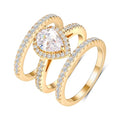 MDFUN Three in One Round/Oval/Eye/Teardrop Halo Wedding Bands Set Engagement Rings 18K Yellow Gold Plated Cubic Zirconia Promise Eternity Band for Women Size 5-10 - style: Teardrop