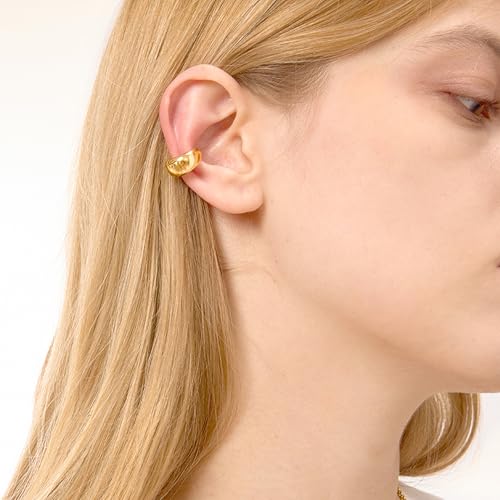 Ear Cuffs Non Piercing - Chunky Gold Ear Cuff Clip on Cartilage Earrings Non Tarnish Fake Earrings No Pierced Fashion Accessories Trendy Gold Jewelry Gifts - style: Gold-Small