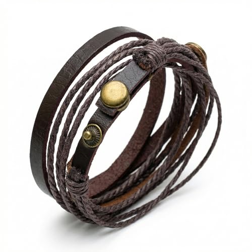Leather Bracelet for Women and Men Handmade Vintage Adjustable Wrap Wrist Layered Fashion Accessory Unique Durable Stylish Everyday Unisex