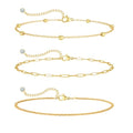 MIDEEO Gold/Silver Ankle Bracelets for Women,14K Gold Anklets for Women Waterproof Cuban Link Heart Beads Herringbone Rhinestone Anklets Set Layered Anklet Bracelets for Women Gold Jewelry Gift - style: 3Pcs Anklets H-Gold