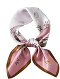 100% Mulberry Silk Neck Scarf 21''x21'' Small Square Hair Scarf for Women Men Lightweight Bandana Envelope Package - color: Shell Flower- Pink