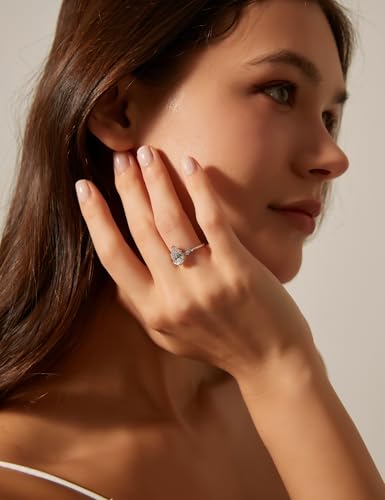 EAMTI 2CT Engagement Rings Pear Cut Wedding Teardrop Bridal Halo Nature Inspired Rings Cubic Zirconia Promise Bands for Women 3-11 - color: Brass-Silver