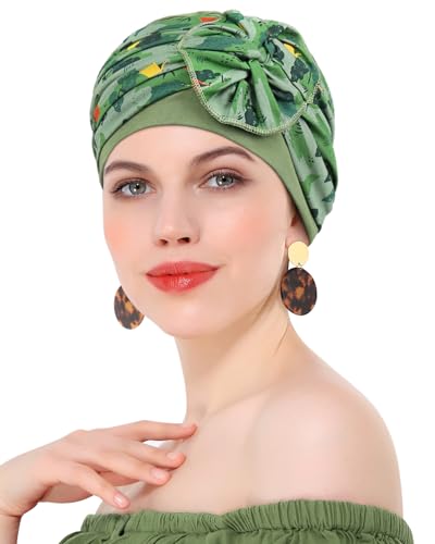 Chemo Headwear for Women Cancer Patients Lightweight Head Coverings for Hair Loss Seasonal - color: Green Green