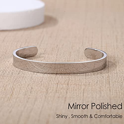 TONY & SANDY Inspirational Bracelets for Women Teen Girls Personalized Gifts for Daughter Granddaughter Mom Sister Friends Stainless Steel Engraved Cuff Birthday Easter Christmas - style: A - Granddaughter Gifts - Never forget that I love you...Be the wom