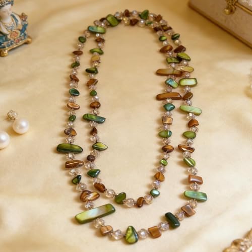 Boho Colorful Seashell Beaded Double Layer Necklace Long Stackable Vacation Necklace Fashion Jewelry Western Gifts - color: A3:long boho necklace