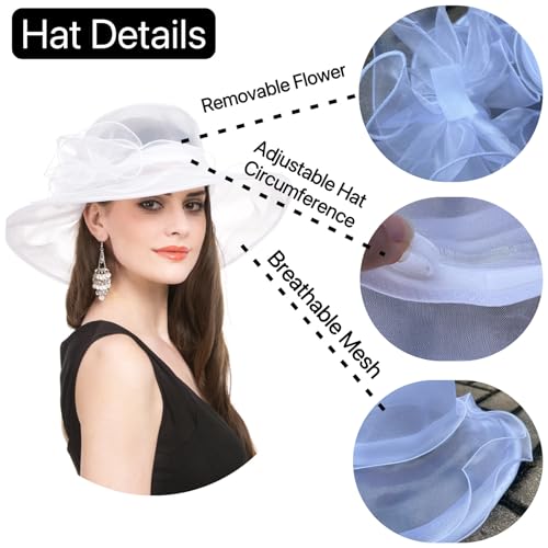SAFERIN Women's Organza Church Fascinator Bridal Tea Party Wedding Hat - color: Sz-beige