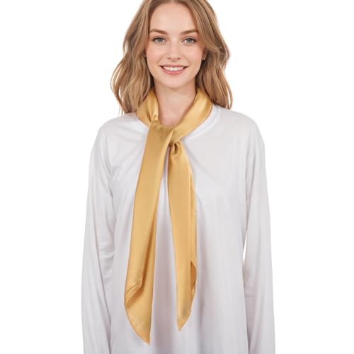 RIIQIICHY 35 Inch Head Scarf for Women Hair Scarf Like Silk Scarf Square Scarf Bandanas for Women - color: Dark Yellow