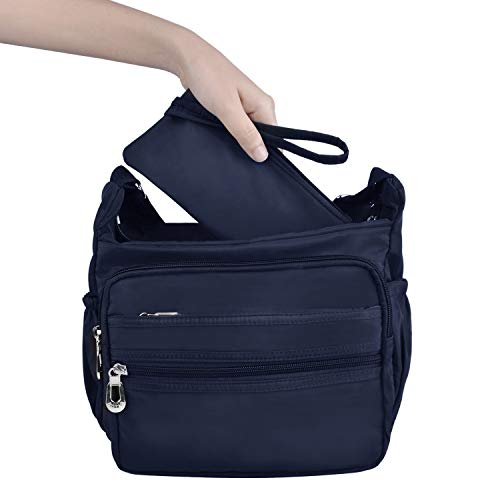 NOTAG Crossbody Bag for Women Waterproof Shoulder Bag Messenger Bag Casual Nylon Purse Handbag - color: Navy Blue-rfid-s