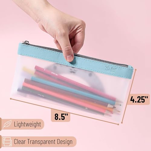 Mr. Pen- Clear Pencil Pouch, 8.50"x4.25", 3 Pack, Durable TPU Material | Medium Water-Resistant Pencil Bags with Smooth Zipper, Multipurpose Clear Pouch for Stationery, School, Office - color: Earthy, size: 3 Pack, Medium
