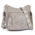 KITEVIUN Medium Crossbody Bags for Women Trendy, Women's Butterfly Shoulder Handbags with Tassel - color: 004-gray