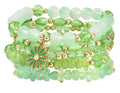 LOTSOF Boho Flower Beaded Bracelet Set for Women - Multilayer Crystal & Flower Charm Stackable Bracelets, Fashion Jewelry Gift for Her - color: Green