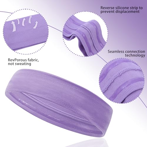 Workout Headbands Non Slip Headband Sport Headbands Sweatbands Elastic Sport Hair Bands for Sports Travel Indoor Fitness Gym - color: solid14