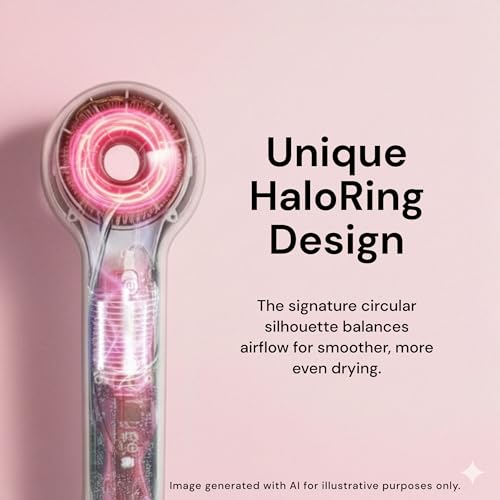 L'ANGE HAIR Axia HaloRing Ionic Hair Dryer | High Speed Professional Blow Dryer for Smooth, Frizz-Free Styles | Lightweight Brushless Motor with Concentrator & Wall Mount | 4 Heat Settings | Blush - color: Blush