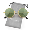 NACHLYNN Round Hippie Sunglasses Metal Border Circle Hippie Glasses UV380 Protection 70s Sunglasses for Men Women Party Favor - color: Deep Green