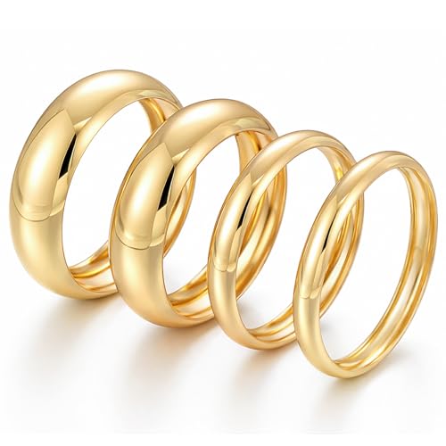 Chunky Gold Bangle Bracelets for Women, Dainty 14k Gold Plated Big Stackable Bangles Set, Trendy Cuff Bracelet Stack Fashion Jewelry Gifts - style: 4 pcs chunky gold bangles