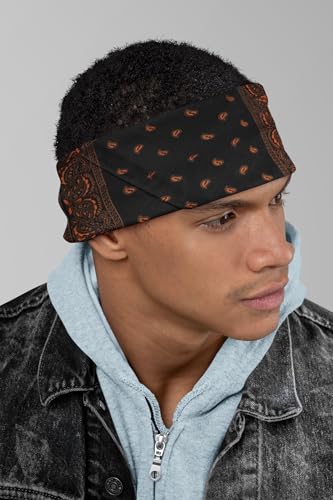 Motique Accessories Two Tone Paisley Bandana - Set of 3 - color: Black Orange