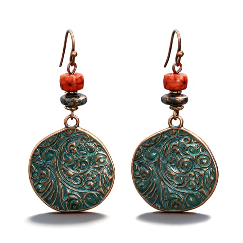 Boho Earrings for Women Trendy Gold Dangle Earrings Vintage Bohemian Indian Country Jewelry Gifts Boho Dress Chic Clothing - color: A10:Green boho earrings