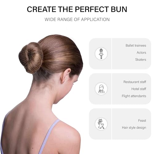 Hair Net Set 30 Pieces 20-Inch Light Brown Nets, 50 Pieces 2.4-Inch Golden U Pins - For Food Service, Bun Making, Ballet, and Versatile Hairstyling(Light Brown,20inch,80pcs/Pack) - color: Light Brown, size: 20 Inch